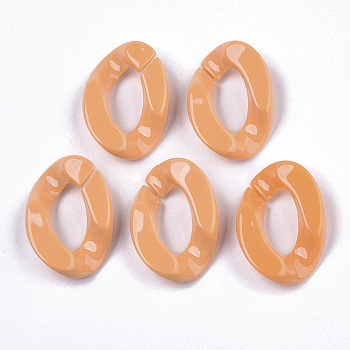 Opaque Acrylic Linking Rings, Quick Link Connectors, for Curb Chains Making, Twist, Orange, 30x21x6mm, Inner Diameter: 16x8mm