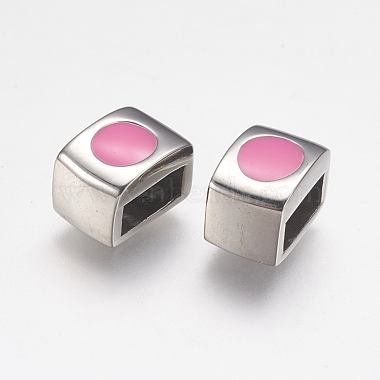 Stainless Steel Color Pink Rectangle Stainless Steel Slide Charms