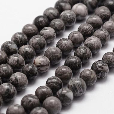 10mm Gray Round Map Stone Beads