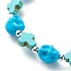 Synthetic Turquoise(Dyed) Cross & Skull Beaded Stretch Bracelet(BJEW-JB08452-04)-5