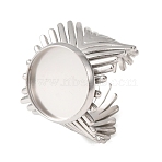V-Shaped 304 Stainless Steel Cuff Ring Components, Round Pad Ring Setting, Stainless Steel Color, 18mm,US Size 7 1/4(17.5mm), Tray Size: 14mm(SA-CBAC0DF-01D-P)