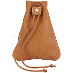 1Pc Leather Change Purse, Coin Wallets with Wax Cord Strings, Trapezoid, Camel, 11.7x9.5x0.7cm(ABAG-BBC0001-35B)