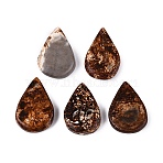 Natural Tree Bark Agate Pendants, Teardrop Charms, 28~32x19~21x4~9mm, Hole: 1.6~2mm(G-Q606-20)