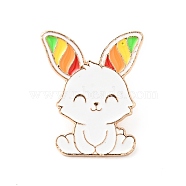 Colorful Animal Enamel Pin, Gold Plated Alloy Badge for Backpack Clothes, Rabbit Pattern, 29.5x24x1.5mm,(JEWB-J005-13D-KCG)