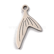 Non-Tarnish 201 Stainless Steel Pendants, Laser Cut, Sea Animal Charm, Stainless Steel Color, Fishtail, 15x10x1mm, Hole: 1.5mm(STAS-U016-08P-01)