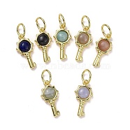 Natural Mixed Gemstone Pendants, with Golden Brass Findings, Key, 20x10x4mm, Hole: 6.2mm(G-F712-02-G)