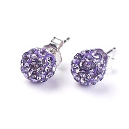 Sexy Valentines Day Gifts for Her 925 Sterling Silver Austrian Crystal Rhinestone Ball Stud Earrings, 539_Tanzanite, 15x6mm, Pin: 0.8mm(Q286J221)