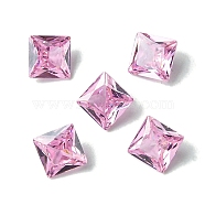 Cubic Zirconia Cabochons, Point Back, Square, Pink, 8x8x4mm(ZIRC-P116-01B-12)