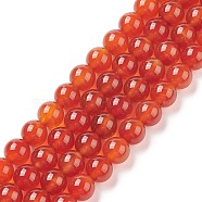 Gemstone Beads Strands, Carnelian, Dyed, Round, Dark Orange, about 8mm in diameter, hole: 1mm, about 50pcs/strand, 15~16 inch(GSR060)