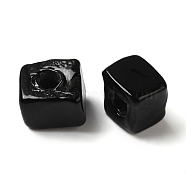 Handmade Lampwork Beads, Cube, Black, 8.5~10x8.5~10.5x8~10.5mm, Hole: 4mm(LAMP-B025-01A-05)