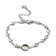 201 Stainless Steel Link Bracelet Settings Fit for Cabochons, with 304 Stainless Steel Tray, Bracelet Making with Link Chains, Star, 6-3/4 inch(17.3cm)(MAK-K023-01B-P)