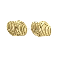 Ion Plating(IP) 304 Stainless Steel Stud Earrings for Women, Textured, Real 18K Gold Plated, 18x24mm(EJEW-N054-31G)