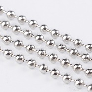 Iron Ball Chains, Soldered, Platinum Color, with Spool, Bead: about 2mm in diameter, about 328.08 Feet(100m)/roll(CHB002Y-N)