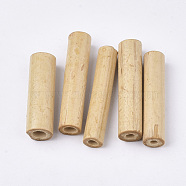Natural Wood Beads, Undyed, Tube, Blanched Almond, 33.5~41x7~10mm, Hole: 2~5mm, about 560pcs/500g(WOOD-S053-40)