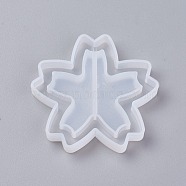 Shaker Mold, DIY Quicksand Jewelry Silicone Molds, Resin Casting Molds, For UV Resin, Epoxy Resin Jewelry Making, Sakura, White, 55x57x8mm, Inner Size: 53x55mm(X-DIY-G007-16)