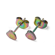 Ion Plating(IP) 304 Stainless Steel Haart Stud Earrings for Women, Rainbow Color, 5x5mm, Pin: 0.8mm(EJEW-K243-02M)