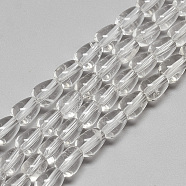 Natural Quartz Crystal Beads Strands, Rock Crystal Beads, teardrop, 8~10x7~8mm, Hole: 2mm, about 40pcs/strand, 15.7 inch(G-R439-14A)