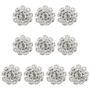 10Pcs 1-Hole Alloy Rhinestone Shank Buttons, Flower, Crystal, 21~22x10mm, Hole: 2mm(BUTT-FG0001-28B)