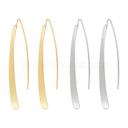 2 Pairs 2 Colors Alloy Oval & Rectangle Dangle Earrings for Women, Platinum & Golden, 53.5~54x4~4.5mm, Pin: 0.6~0.8mm, 1 Pair/color(EJEW-FI0001-10)