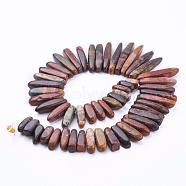 Natural Picasso Stone/Picasso Jasper Beads Strands, Nuggets, 15~52x6~8x6~8mm, Hole: 1mm, about 52pcs/strand, 15.7 inch(40cm)(G-G683-20)