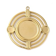 304 Stainless Steel Pendant Cabochon Settings, Flat Round, Real 14K Gold Plated, Tray: 3.5mm & 11.9mm, 28x26x1.5mm, Hole: 1.4mm(STAS-K263-44G)
