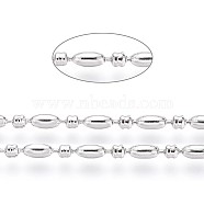 304 Stainless Steel Ball Chains, Stainless Steel Color, Oval: 4x2mm, Ball: 2x2mm(CHS-L024-022E)