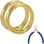 DIY Wire Wrapped Jewelry Kits, with Aluminum Wire and Iron Side-Cutting Pliers, Gold, 12 Gauge, 2mm, 10m/roll, 2rolls/set(DIY-BC0011-81E-04)