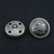 Brass Shank Buttons, Flat Round with Flower Pattern, Gunmetal, 20mm(BUTT-TAC0002-01C-B)
