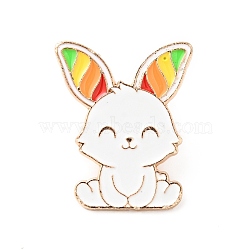 Colorful Animal Enamel Pin, Gold Plated Alloy Badge for Backpack Clothes, Rabbit Pattern, 29.5x24x1.5mm,(JEWB-J005-13D-KCG)
