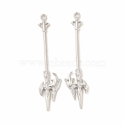 Rack Plating Alloy Big Pendants, Cadmium Free & Nickel Free & Lead Free, Halberd Charm, Platinum, 70x16x3mm, Hole: 2mm(PALLOY-E025-26P)