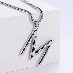 3Pcs Stainless Steel Textured Letter Pendants, Without Chain, Letter M(LW4134-14)