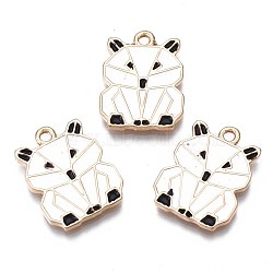 Rack Plating Alloy Enamel Pendants, Cadmium Free & Nickel Free & Lead Free, Light Gold, Origami Raccoon, White, 20.5x15.5x2mm, Hole: 1.8mm(ENAM-S122-87)