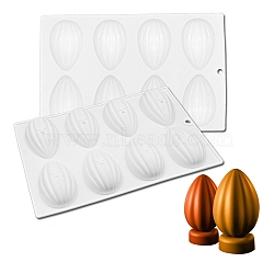 DIY Half Easter Surprise Eggs Food Grade Silicone Molds, Fondant Molds, Resin Casting Molds, for Chocolate, Candy, UV Resin & Epoxy Resin Craft Making, 8 Cavities, Stripe Pattern, 264x171x23mm, Hole: 8mm, Inner Diameter: 75x50mm(DIY-E060-03E)