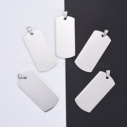 304 Stainless Steel Big Pendants, Manual Polishing, Blank Stamping Tags, Rectangle, Stainless Steel Color, 52x24x1.8mm(STAS-I140-19B-S)