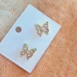 Alloy Rhinestone Stud Earrings for Women, with 925 Sterling Silver Pin, Butterfly, 18x12mm(WG29476-104)