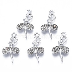 Alloy Pendants, with Crystal Rhinestone, Cadmium Free & Lead Free, Dancer, Platinum, 22x12x3mm, Hole: 1.6mm(ENAM-N054-50-RS)