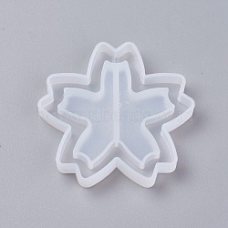 Shaker Mold, DIY Quicksand Jewelry Silicone Molds, Resin Casting Molds, For UV Resin, Epoxy Resin Jewelry Making, Sakura, White, 55x57x8mm, Inner Size: 53x55mm(X-DIY-G007-16)
