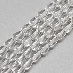 Natural Quartz Crystal Beads Strands, Rock Crystal Beads, teardrop, 8~10x7~8mm, Hole: 2mm, about 40pcs/strand, 15.7 inch(G-R439-14A)