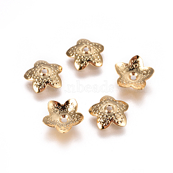 PVD Vacuum Plating 304 Stainless Steel Bead Caps, 5-Petal, Flower, Golden, 10x10.5x2.5mm, Hole: 1.4mm(STAS-I120-32-G)