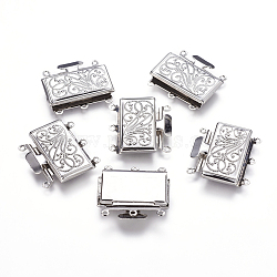 Multi-strand Box Clasps, Brass, Nickel Free, Platinum Color, about 21mm wide 23mm long, 5mm thick, hole: 1.5mm(KK291)