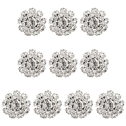 10Pcs 1-Hole Alloy Rhinestone Shank Buttons, Flower, Crystal, 21~22x10mm, Hole: 2mm(BUTT-FG0001-28B)