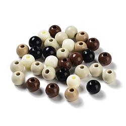 Baking Paint Opaque Acrylic European Beads, Large Hole Beads, Round, Mixed Color, 13.5x12.5mm, Hole: 4mm, about 381pcs/500g(OACR-A027-15)