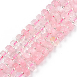 Natural Rose Quartz Beads Strands, with Seed Beads, Heishi Beads, Flat Round/Disc, 6~6.5x3~3.5mm, Hole: 1mm, about 35~42pcs/strand, 7.09 inch~7.68 inch(18~19.5cm)(G-N327-07J)