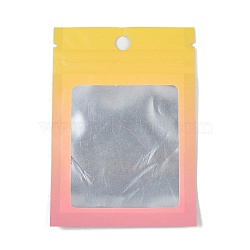 Rectangle Plastic Yin-yang Zip Lock Bags, Gradient Color Top Seal Storage Bags, Self Seal Bags, with Window and Hang Hole, Gold, 9.9x7x0.15cm(OPP-H001-01D-02)