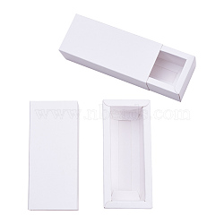 Kraft Paper Drawer Box, Folding Box, Drawer Box, Rectangle, White, Finished Product: 12.1x5.1cm, Inside Size: 10.6x3.6x3.5cm, 20pcs/set(CON-YW0001-02D-A)