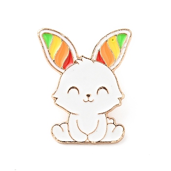 Colorful Animal Enamel Pin, Gold Plated Alloy Badge for Backpack Clothes, Rabbit Pattern, 29.5x24x1.5mm,