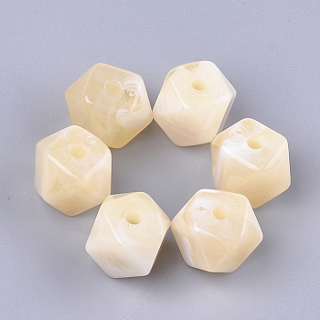 Acrylic Beads, Imitation Gemstone Style, Polygon, Blanched Almond, 16x21x21.5mm, Hole: 3.5mm, about 140pcs/500g