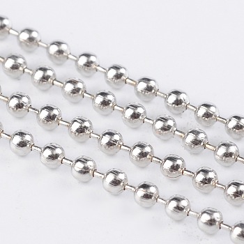 Iron Ball Chains, Soldered, Platinum Color, with Spool, Bead: about 2mm in diameter, about 328.08 Feet(100m)/roll