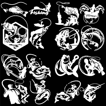 4Pcs 4 Styles PET Waterproof Self-adhesive Car Stickers, Reflective Decals for Car, Motorcycle Decoration, Fish, 200x200mm, 1pc/style