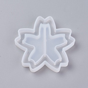 Shaker Mold, DIY Quicksand Jewelry Silicone Molds, Resin Casting Molds, For UV Resin, Epoxy Resin Jewelry Making, Sakura, White, 55x57x8mm, Inner Size: 53x55mm